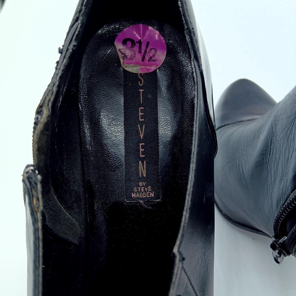 Steven by‎ Steve Madden Shoes Womens Size 8.5 Button Booties Heels Zip Retro - Picture 5 of 6